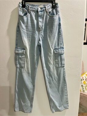 PacSun 90’s Boyfriend Light Blue Straight Leg Cargo Jeans SZ 28